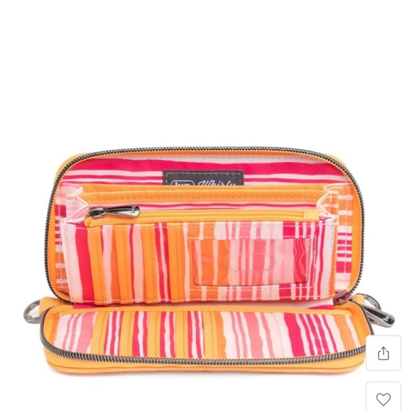 combo:Whirly RFID Wristlet Wallet; Heart in🍑Peach Sorbet & 1.5in crossbody strap - Picture 5 of 9